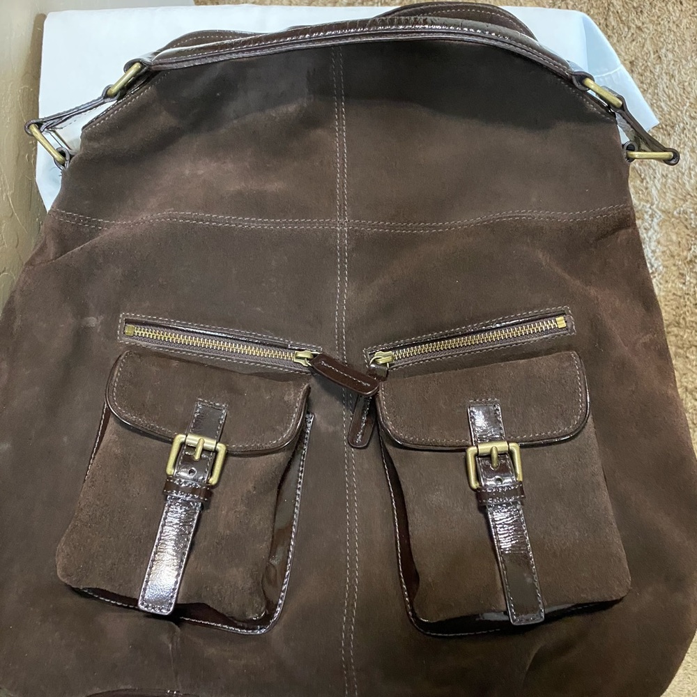 Brown suede purse/computer bag